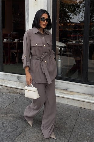Nunzia Düğme ve Kuşak Detaylı Rahat Takım  10377