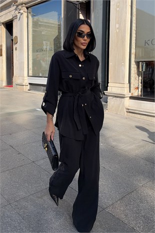 Nunzia Düğme ve Kuşak Detaylı Rahat Takım  10377