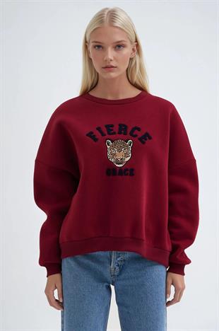 Önü Nakışlı Bisiklet Yaka Sweat 3491