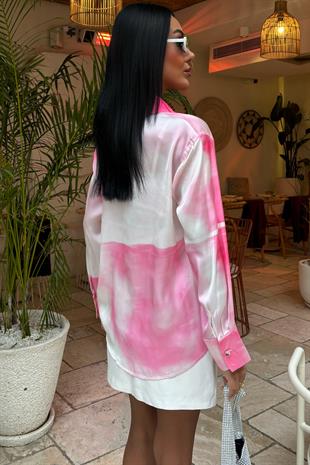 Pembe Geçişli Saten Gömlek 3439 R10-B-K4