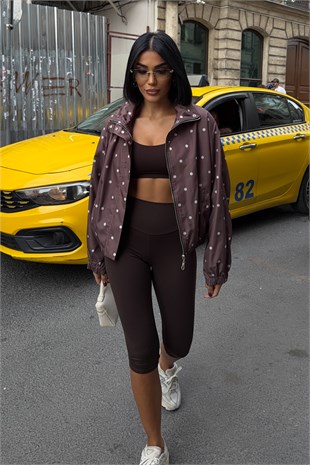 Puantiye Desenli Bomber Ceket  6218