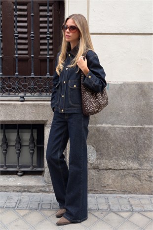 Raven Kadife Yaka Detaylı Denim Takım  10396
