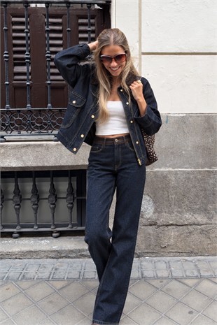 Raven Kadife Yaka Detaylı Denim Takım  10396