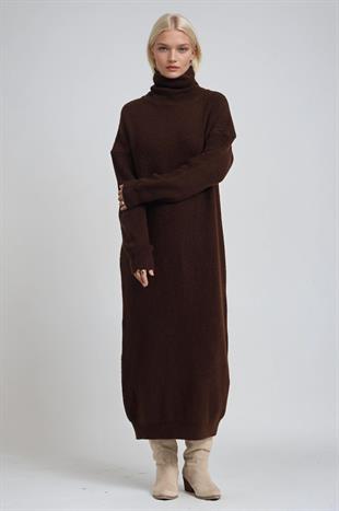 Salaş Balıkçı Yaka Uzun Triko Elbise 2018