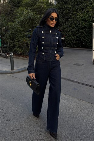 Silver Düğmeli Denim Takım   10374