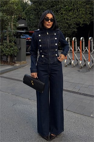 Silver Düğmeli Denim Takım   10374