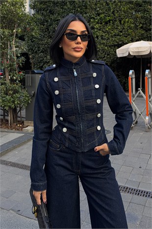 Silver Düğmeli Denim Takım   10374