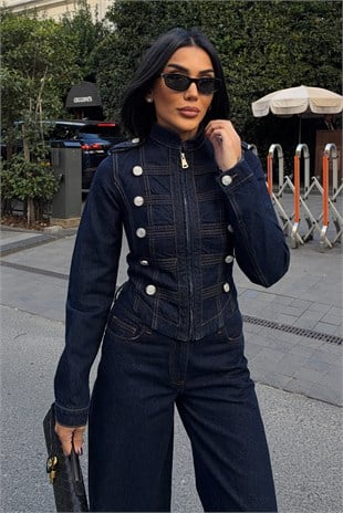 Silver Düğmeli Denim Takım   10374