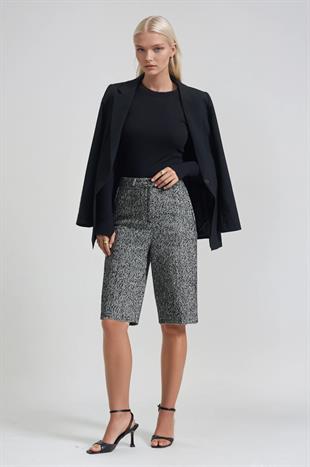 Yüksek Bel Tweed Bermuda Şort 0115