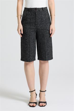 Yüksek Bel Tweed Bermuda Şort 0115