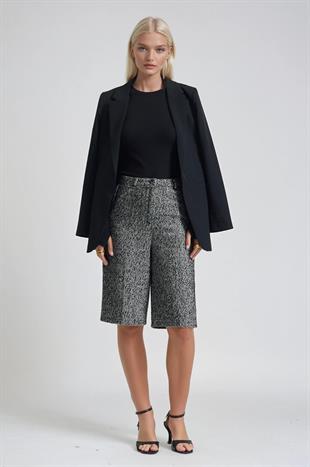 Yüksek Bel Tweed Bermuda Şort 0115
