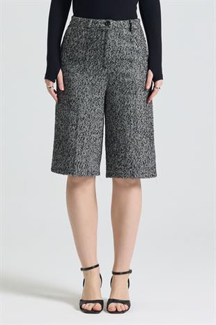 Yüksek Bel Tweed Bermuda Şort 0115