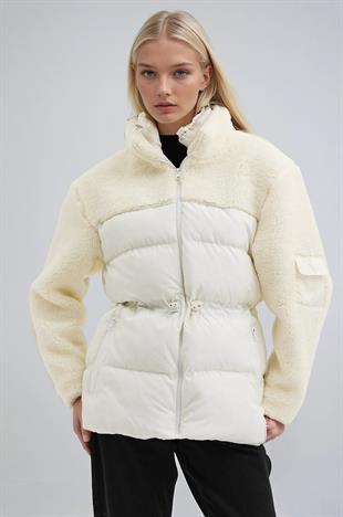Yün Karışımlı Rahat Şişme Mont  7109