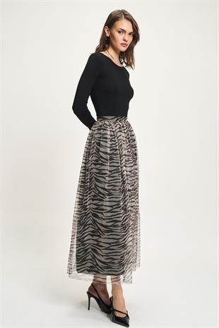 Zebra Desenli Tül Etek 4075 R6-J-K1