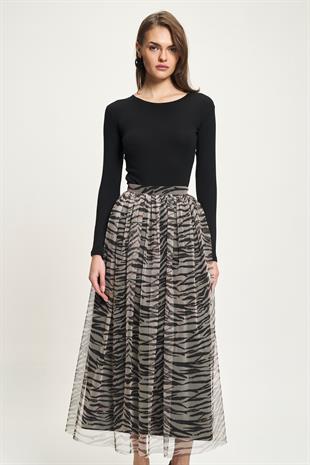 Zebra Desenli Tül Etek 4075 R6-J-K1