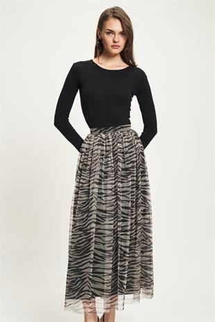 Zebra Desenli Tül Etek 4075 R6-J-K1