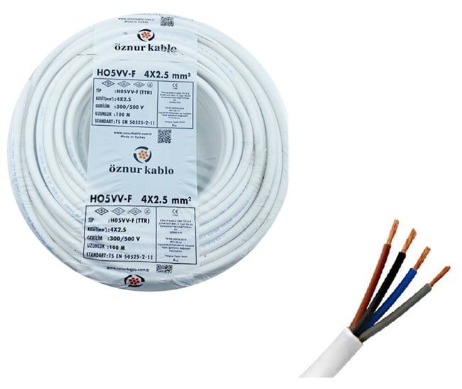 4X2,5 MM2 TTR H05W-F BAYAZ KABLO ÖZNUR
