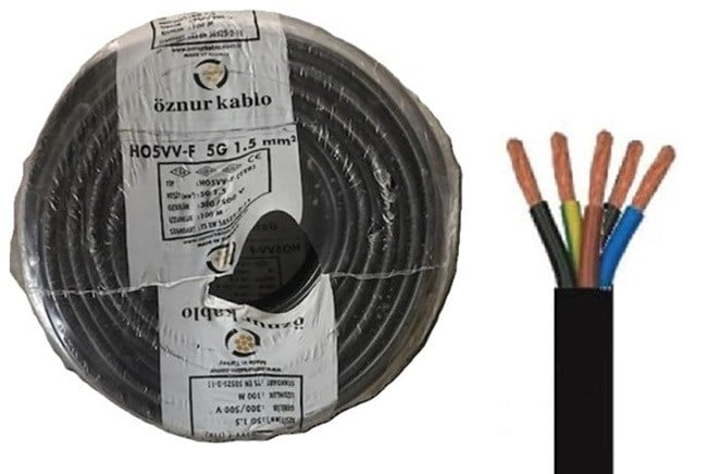 5X1,5 MM2 TTR H05W-F SİYAH KABLO ÖZNUR