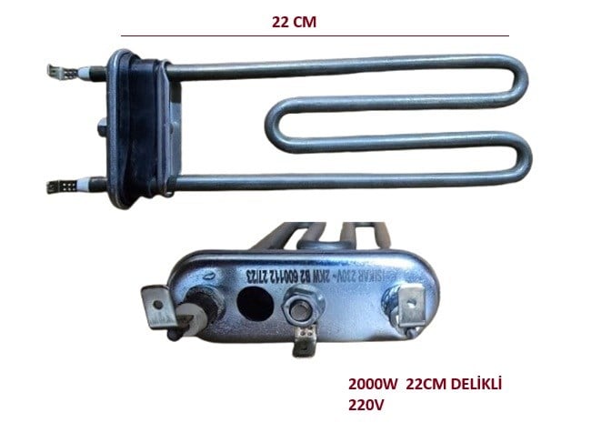 ÇAMAŞIR MAKİNESİ REZİSTANSI DELİKLİ 2000W 22CM AEG-ARÇELİK-BOSCH-VESTEL