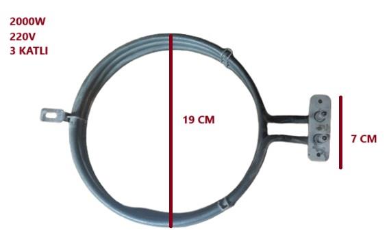 FIRIN REZİSTANS TURBO 2000W 220V ÇAP:19CM 3KATLI (R2045)