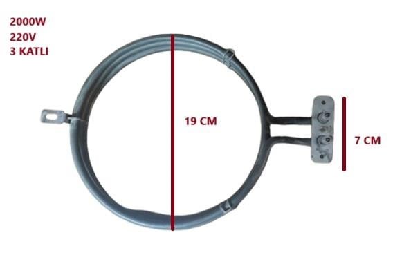 FIRIN REZİSTANS TURBO 2000W 220V ÇAP:19CM 3KATLI (R2045)