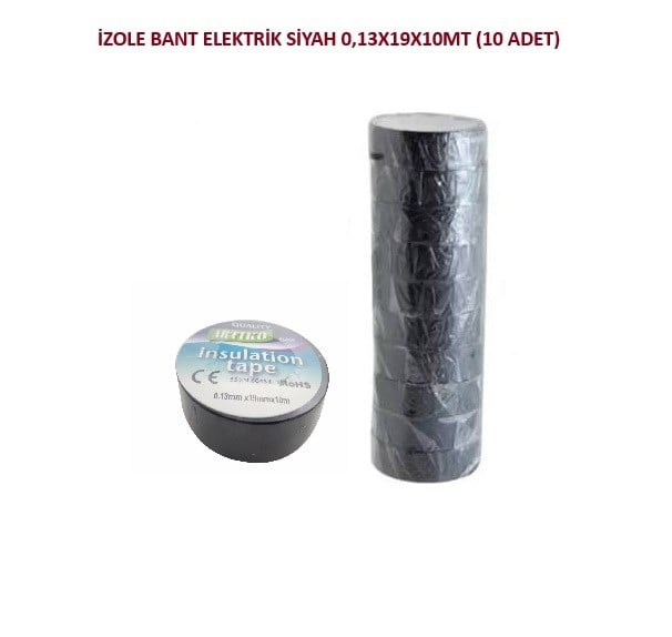 İZOLE BANT ELEKTRİK SİYAH 0,13X19X10MT (10 ADET)