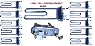 10 ADET ÇAMAŞIR MAKİNESİ REZİSTANSI NTC Lİ 2000W 22CM AEG-ARÇELİK-BOSCH-VESTEL (İGNE SOKET) 