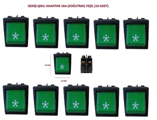 5 ADET GENİŞ IŞIKLI ANAHTAR 16A (SOĞUTMA) YEŞİL