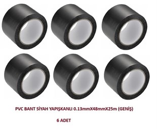PVC BANT SİYAH YAPIŞKANLI GENİŞ (0,13mmX48mmX25m) 6ADET