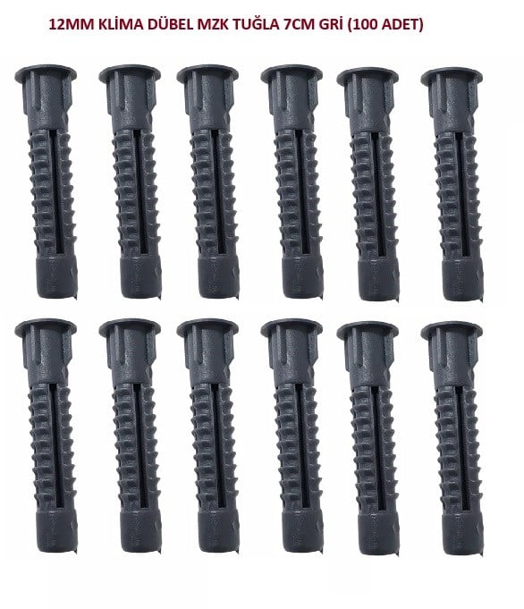 12MM KLİMA DÜBEL MZK TUĞLA 7CM GRİ (100 ADET)