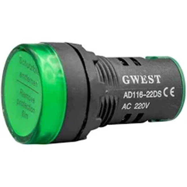 22MM 230V AC LEDLİ SİNYAL LAMBASI YEŞİL