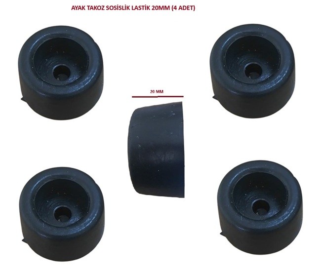 4 ADET AYAK TAKOZ SOSİSLİK LASTİK 20MM 