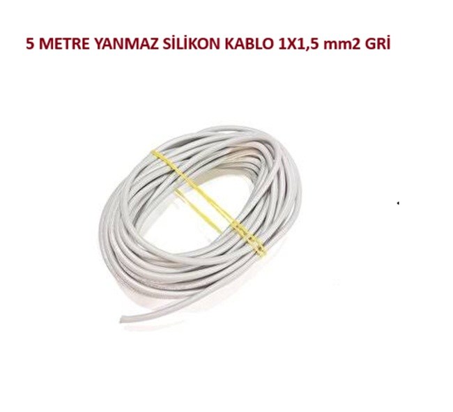 5 METRE YANMAZ SİLİKON KABLO 1X1,5 mm2 GRİ