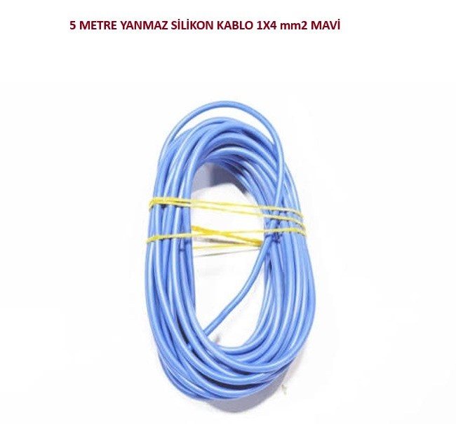 5 METRE YANMAZ SİLİKON KABLO 1X4 mm2 MAVİ