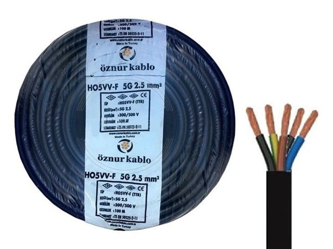 5X2,5 MM2 TTR H05W-F SİYAH KABLO ÖZNUR