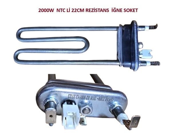 ÇAMAŞIR MAKİNESİ REZİSTANSI NTC Lİ 2000W 22CM AEG-ARÇELİK-BOSCH-VESTEL (İGNE SOKET)
