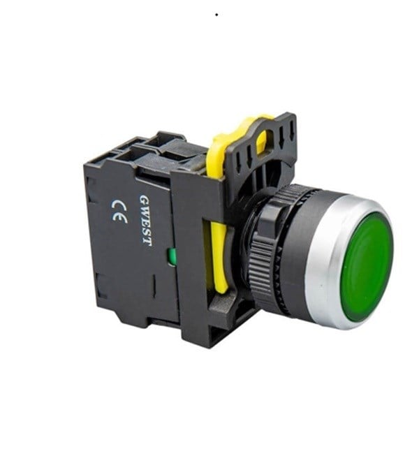 IŞIKLI 22MM YAYLI START BUTON YEŞİL 1N0 (A5-10D )