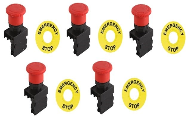 MANTAR BUTON 1NC ACİL STOP+ ACİL STOP ETİKETİ (5 ADET)
