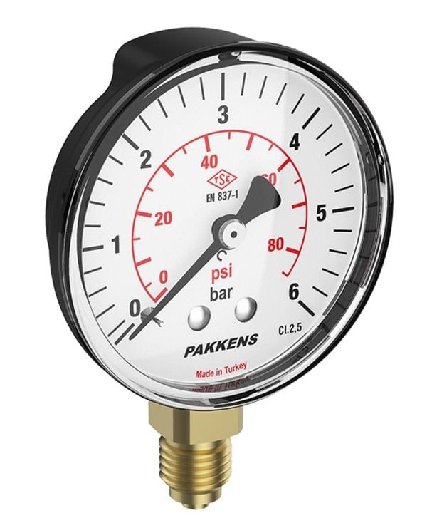 Q63MM 0/6 BAR-PSİ ALTAN ÇIKIŞ METAL KAPAK MONOMETRE 1/4