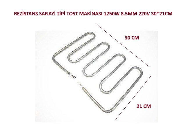 REZİSTANS SANAYİ TİPİ TOST MAKİNASI 1250W 8,5MM 220V 30*21CM