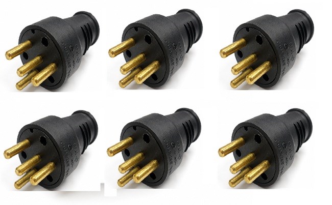 TRİFAZE KAUÇUK ERKEK FİŞ 3X25A M-TF (6 ADET)