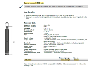 Prominent Ozone sensor OZE 3-mA- 2 ppm 