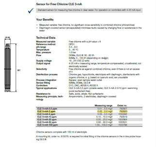 Sensor CLE 3-mA-2ppm