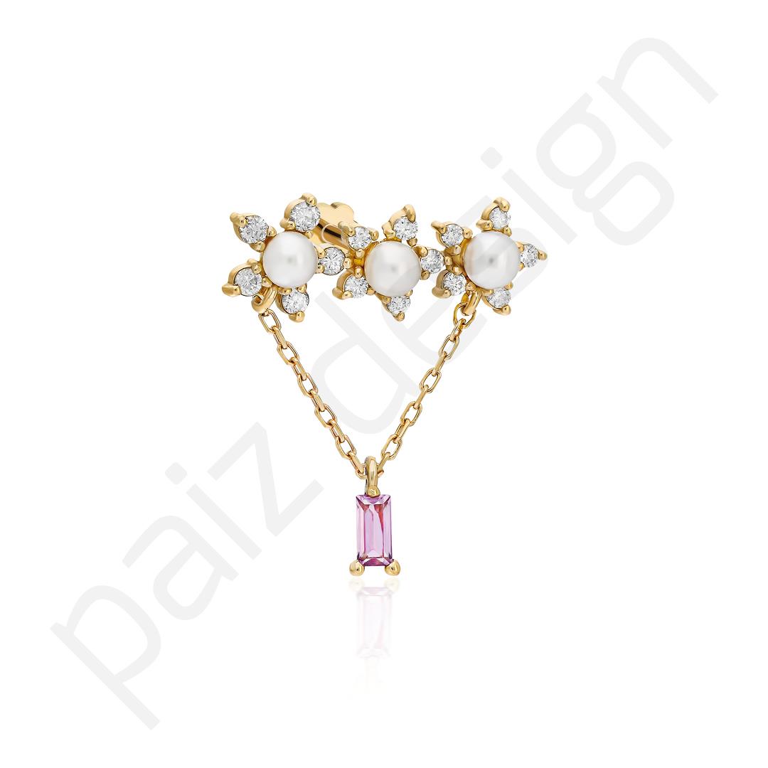 Paiz14 K Altın Pırlanta Piercing