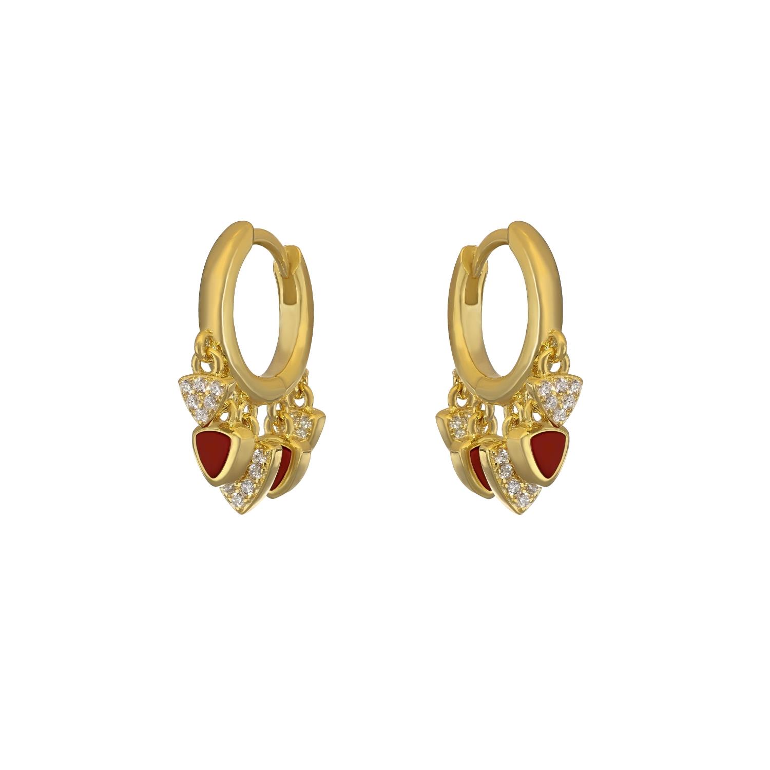 PaizGold Bordo Mineli Taşlı Küpe 
