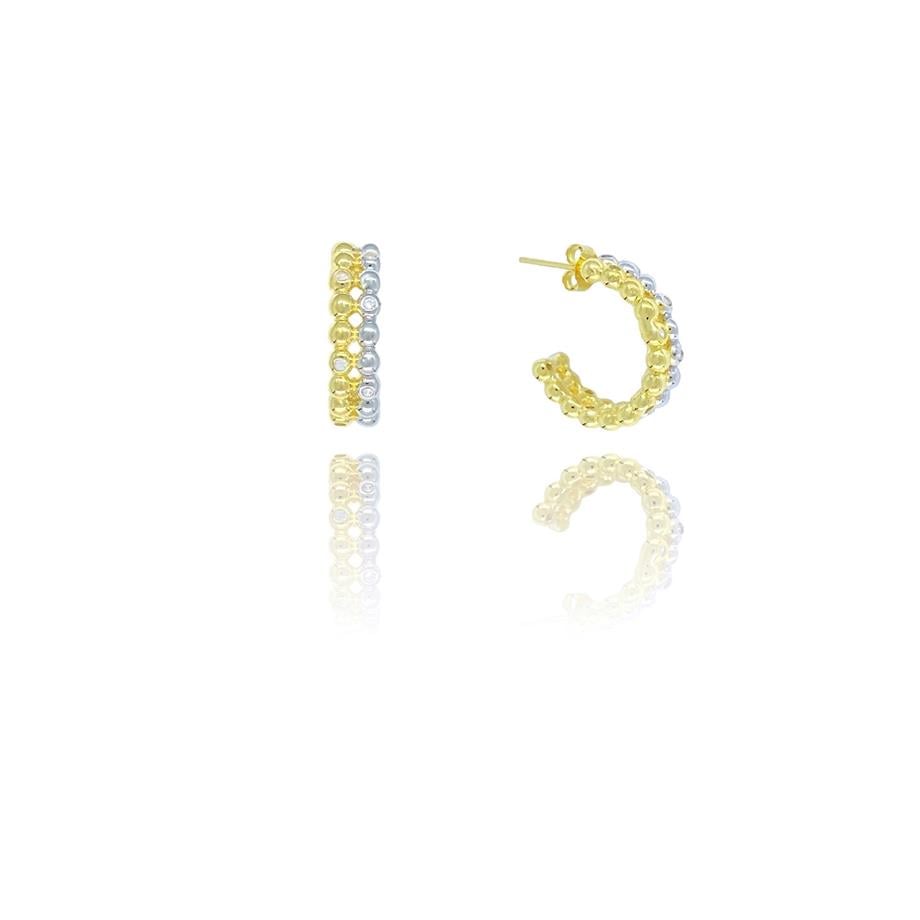 Paizİthal Gold Silver Top Halka Küpe 