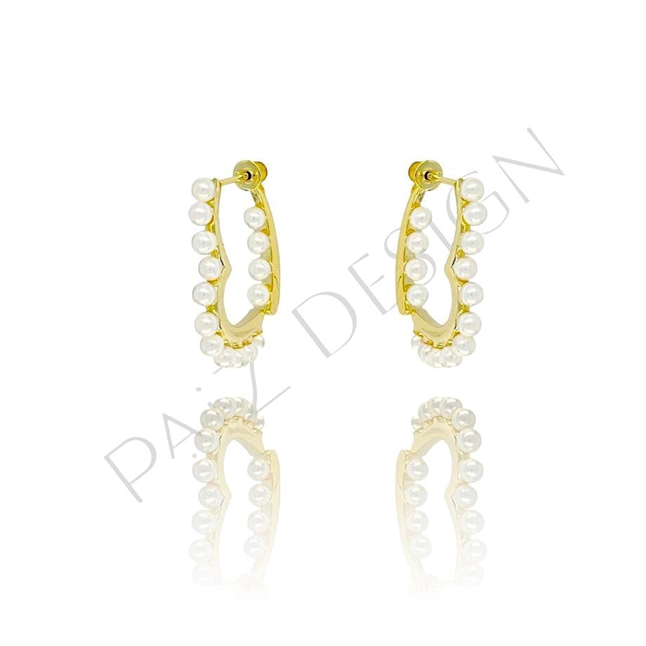 Paizİthal İnci Gold Halka Küpe 