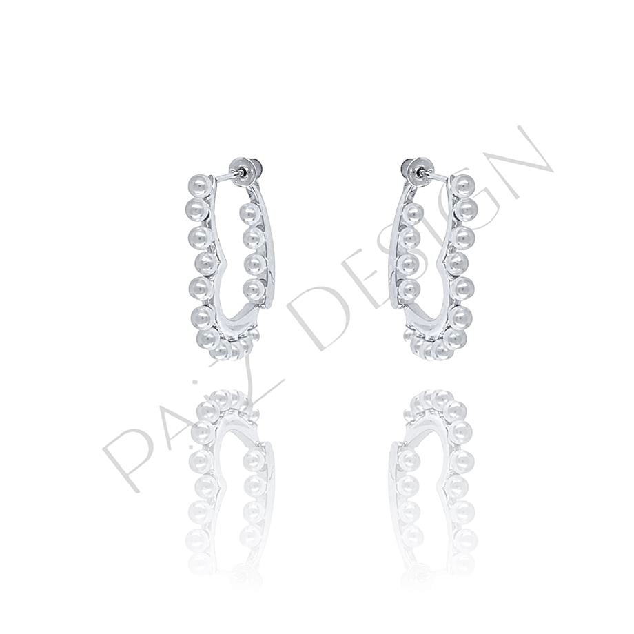 Paizithal İnci Silver  Halka Küpe 