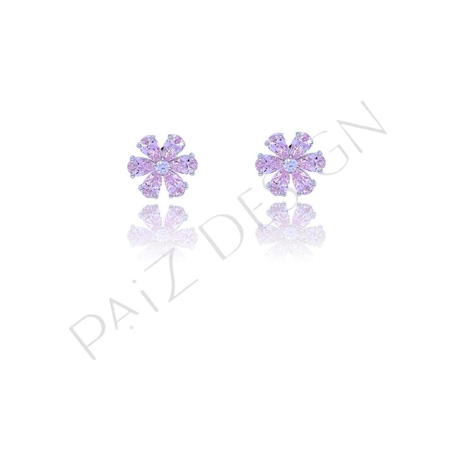 Paizİthal Pembe Taşlı Çiçek Küpe 
