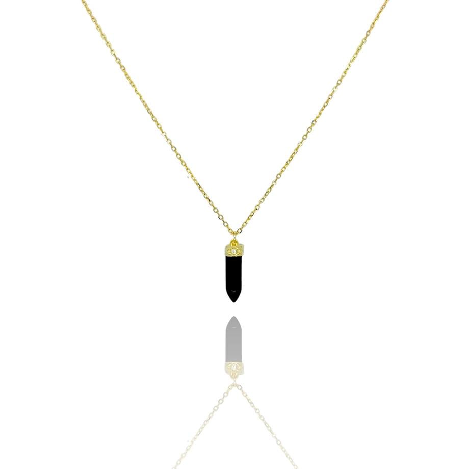 Paizİthal Siyah Silindir Gold Kolye 